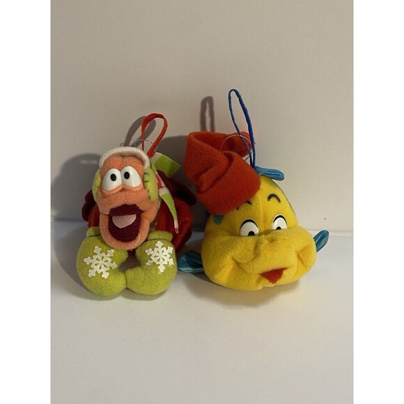 Disney Little Mermaid Plush Christmas Ornament Flounder Sebastian 1987 McDonalds - Picture 1 of 16
